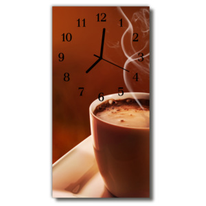 Skleněné hodiny vertikální  Béžový šálek kávy