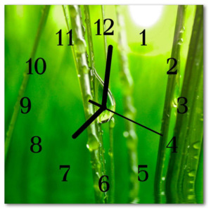 Skleněné hodiny čtvercové Kapky trávy