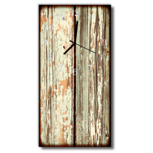 Skleněné hodiny vertikální Retro hnědé dřevo