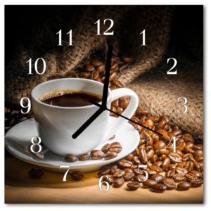Skleněné hodiny čtvercové káva