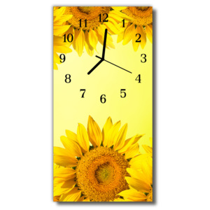 Skleněné hodiny vertikální  Květiny Slunečnice žlutá