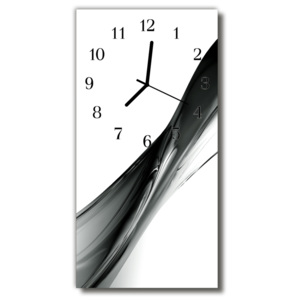 Skleněné hodiny vertikální Abstrakce, černá bílá čára