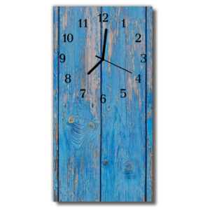 Skleněné hodiny vertikální Dřevo namalované modře