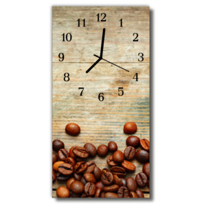 Skleněné hodiny vertikální Kuchyňská zrna Káva z hnědého dřeva