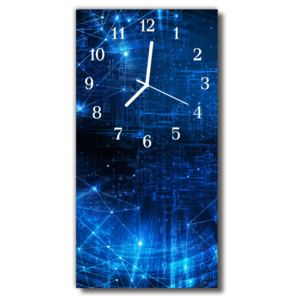 Skleněné hodiny vertikální  Modrá matice