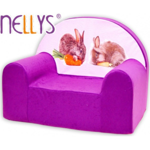 NELLYS Dětské křesílko/pohovečka Nellys ® - Zajíčci ve fialové