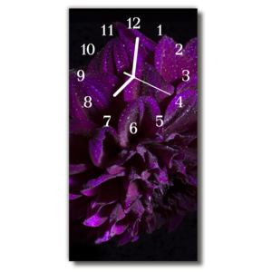 Nástěnné hodiny vertikální Květiny Pivoňka purpurová rosa