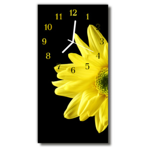 Skleněné hodiny vertikální  Květiny, příroda, žluté okvětní lístky