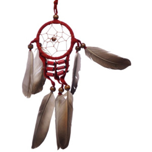 Indonésie Lapač snů Native American 6 cm červený