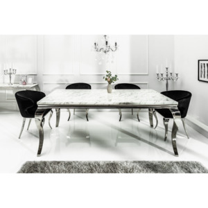 Jedálenský stôl BARROCK 180x90 cm - strieborná, mramor