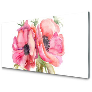 Kuchyňský skleněný panel Skleněný Květiny Akvarely