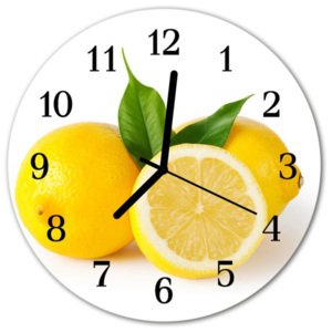 Nástenné skleněné hodiny citróny