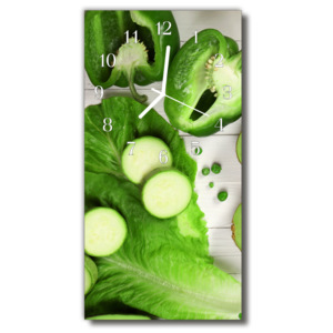 Skleněné hodiny vertikální Kuchyňské zeleniny zelené papriky