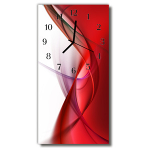 Skleněné hodiny vertikální Kuchyňská abstrakce červená