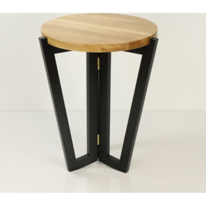 Mørtens Furniture konferenční stolek, průměr45 cm, černá/dub, malý praktický stolek, masivní design Barva: černá / dub
