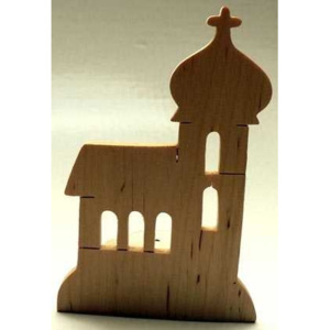 Makovský Dřevěné dekorace - Dřevěný svícen - Kostelík bukový