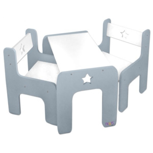 Sada nábytku Star - Stůl + 2 x židle - šedá s bílou