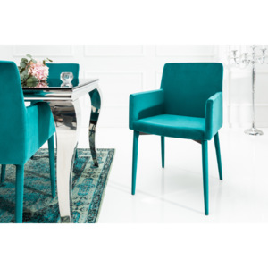 Designová židle s područkami Neapol, modrý samet