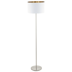 Eglo 95174 PASTERI white + copper - Moderní stojací lampa s textilním stínidlem