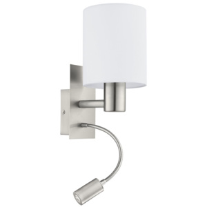 Eglo 96477 PASTERI white - Nástěnná lampička se čtecí bodovkou + Dárek LED žárovka