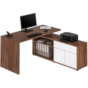 Rohový psací stůl Model 4020, dub stirling/bílý lesk