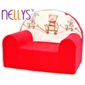 Dětské křesílko/pohovečka Nellys ® - Míša a zajíček, červené