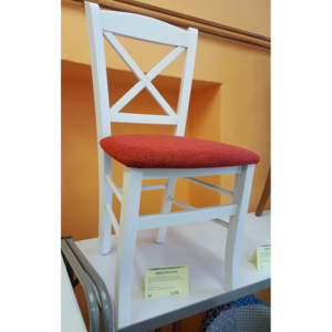 Jídelní židle Cross, bílá, potah Miron rosso 66 červená VÝPRODEJ