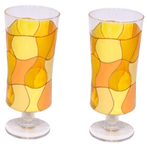 Česká republika Sada dvou malovaných sklenic oranžové barvy