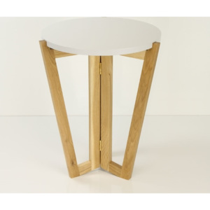 Mørtens Furniture Stolek odkládací, 45 cm, dub/bílá, praktický pomocník, mosazné kování, kvalitní provedení Barva: dub / bílá