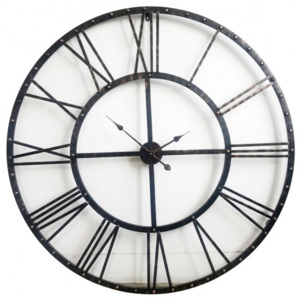 Industriální černé dekorační hodiny 114 cm