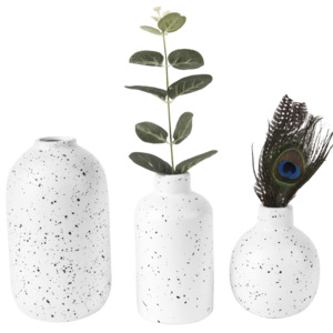 Sada tří bílých keramických váz Dotted, Vemzu