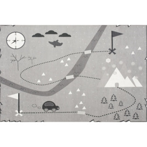 LIVONE Dětský koberec Mapa pokladů stříbrnošedý Varianta: 140x190 cm