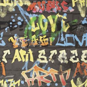Papírová tapeta pro teenagery, Graffiti Black, 103032, Kids@Home 6, Graham & Brown , rozměry 0,52 x 10 m