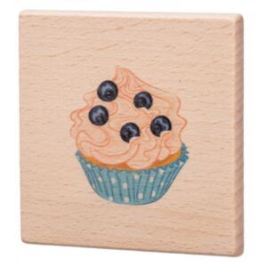 ČistéDřevo Dřevěný podtácek - Modrý muffin