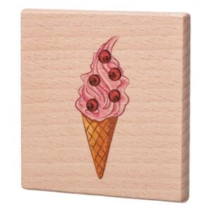 ČistéDřevo Dřevěný podtácek - Růžová zmrzlina