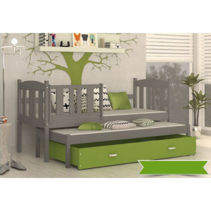 Dětská postel KUBA P2 color + matrace + rošt ZDARMA, 184x80, šedá/zelená
