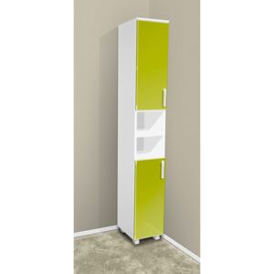 Nabytekmorava Vysoká koupelnová skříňka K13 barva skříňky: bílá 113, barva dvířek: lemon lesk