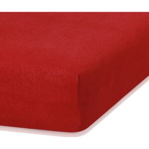 Červené elastické prostěradlo s vysokým podílem bavlny AmeliaHome Ruby, 200 x 80-90 cm