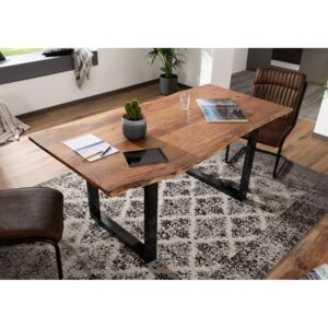 METALL Jedálenský stôl s hnedými nohami 160x90, akácia, prírodná
