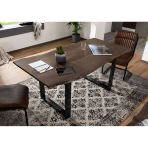 METALL Jedálenský stôl s hnedými nohami 120x90, akácia, sivá