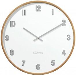 Světlé dřevěné bílé hodiny LAVVU FADE LCT4060