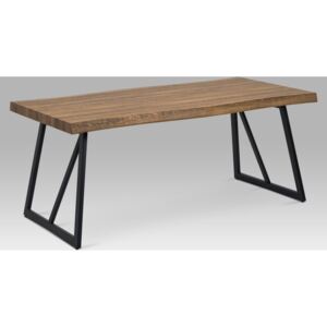 Jídelní stůl 180x90 cm, MDF tmavý dub, kov černý mat