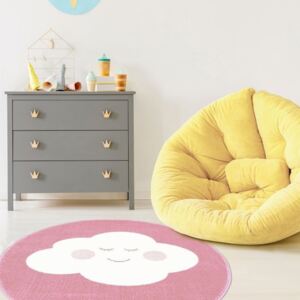 Dětský koberec Cloud růžový Kulatý průměr 100 cm