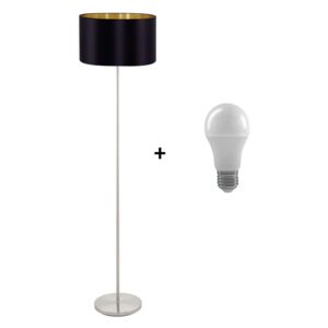 Eglo 95169 Maserlo black + gold - Stojací lampa s textilním stínidlem + Dárek LED žárovka