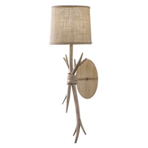 Mantra Sabina, nástěnné svítidlo v kombinaci dřeva a pytloviny s vypínačem, 1x40W E27, výška 65cm