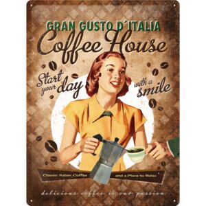 Nostalgic Art Plechová cedule – Coffee House Lady 40x30 cm