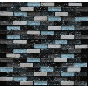 Maxwhite JSM-BL036 Mozaika sklo-kamenná, černá, modrá, bílá 29,7 x 29,7 cm