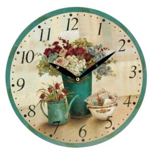Bez značky Nástěnné hodiny - Květ variant: zelená váza s květinou