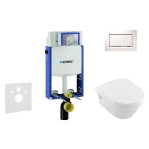 Geberit Kombifix - Modul pro závěsné WC s tlačítkem Sigma30, bílá/lesklý chrom + Villeroy Boch - WC a sedátko, DirectFlush, SoftClose, CeramicPlus 110.302.00.5 NB5
