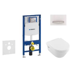 Geberit Duofix - Modul pro závěsné WC s tlačítkem Sigma50, alpská bílá + Villeroy Boch - WC a sedátko, DirectFlush, SoftClose, CeramicPlus 111.300.00.5 NB8